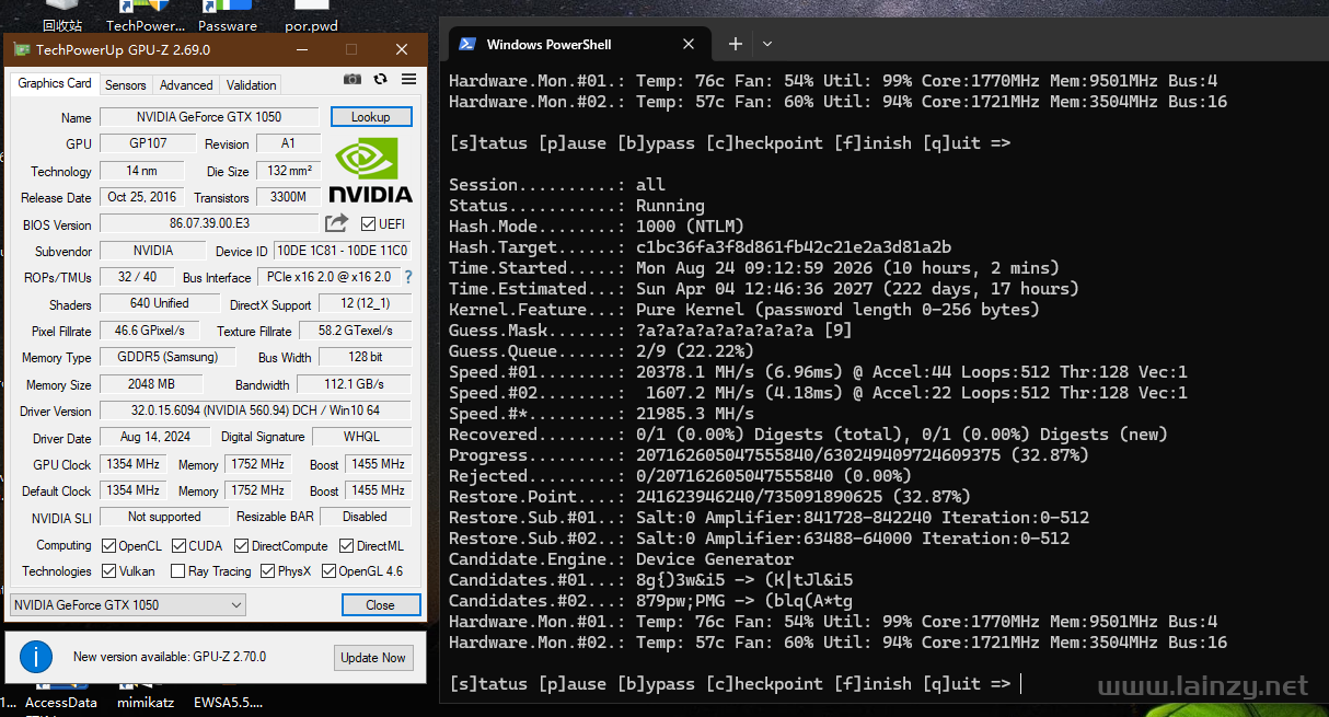 Hashcat可以一次调用多个NVIDIA GPU,但有一些小麻烦